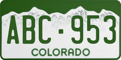 CO license plate ABC953