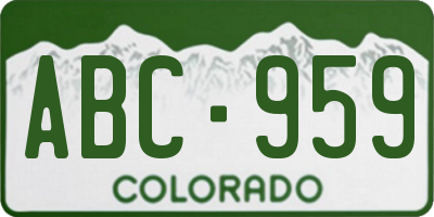 CO license plate ABC959