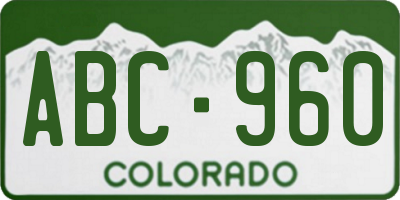 CO license plate ABC960