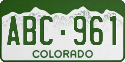 CO license plate ABC961