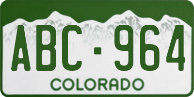 CO license plate ABC964