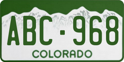 CO license plate ABC968