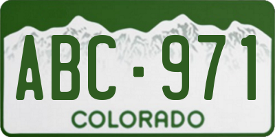 CO license plate ABC971
