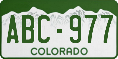 CO license plate ABC977