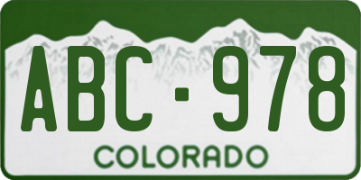 CO license plate ABC978