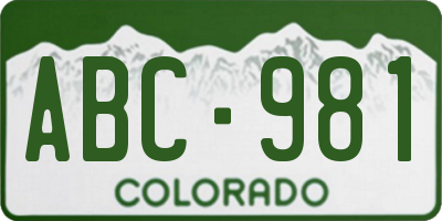 CO license plate ABC981