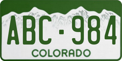 CO license plate ABC984