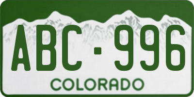 CO license plate ABC996