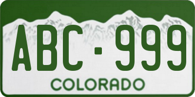 CO license plate ABC999