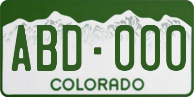 CO license plate ABD000