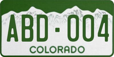 CO license plate ABD004