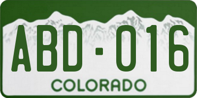 CO license plate ABD016
