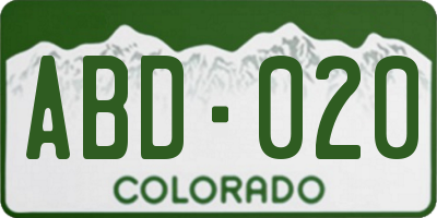 CO license plate ABD020