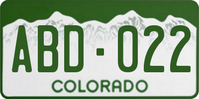 CO license plate ABD022