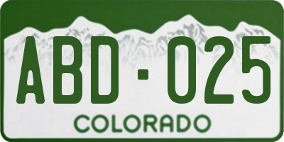 CO license plate ABD025