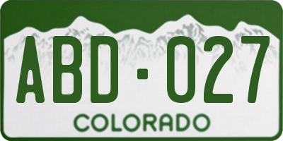 CO license plate ABD027