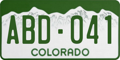 CO license plate ABD041
