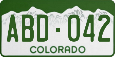CO license plate ABD042