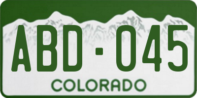 CO license plate ABD045