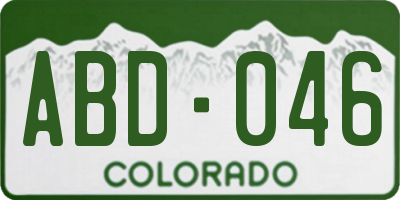 CO license plate ABD046