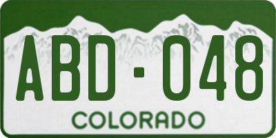 CO license plate ABD048