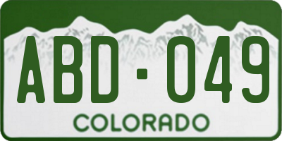 CO license plate ABD049
