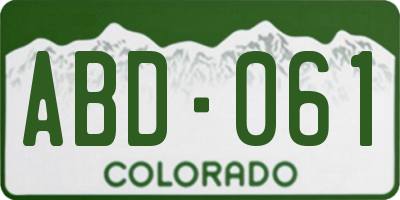CO license plate ABD061