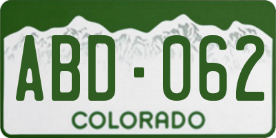 CO license plate ABD062
