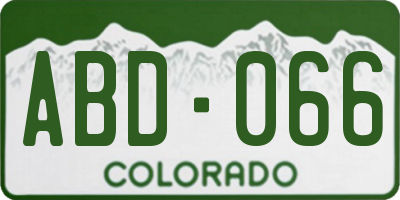 CO license plate ABD066