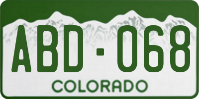 CO license plate ABD068