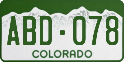 CO license plate ABD078