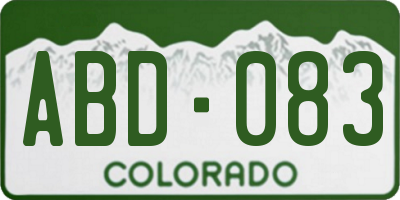 CO license plate ABD083