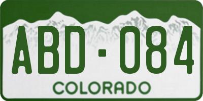 CO license plate ABD084