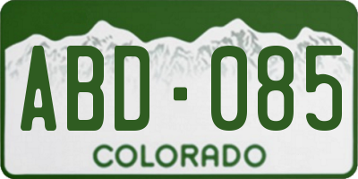 CO license plate ABD085