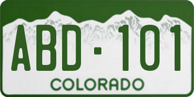 CO license plate ABD101