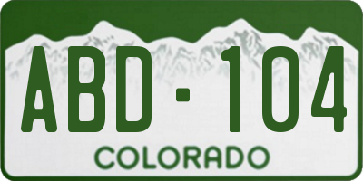 CO license plate ABD104