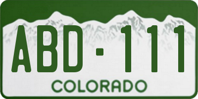 CO license plate ABD111