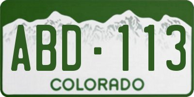 CO license plate ABD113
