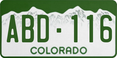 CO license plate ABD116