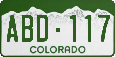 CO license plate ABD117