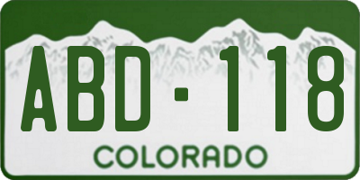 CO license plate ABD118