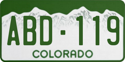 CO license plate ABD119