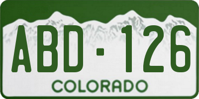 CO license plate ABD126