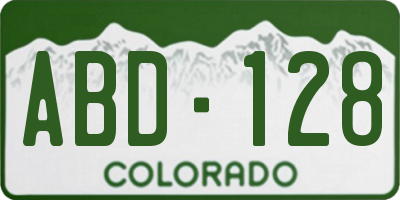 CO license plate ABD128