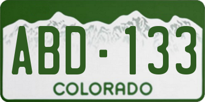 CO license plate ABD133