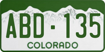 CO license plate ABD135