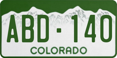 CO license plate ABD140