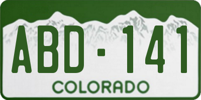 CO license plate ABD141