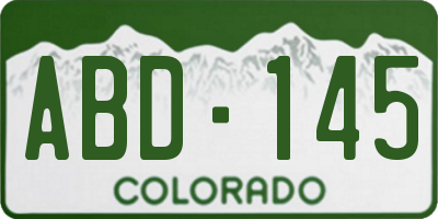 CO license plate ABD145