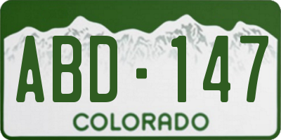 CO license plate ABD147